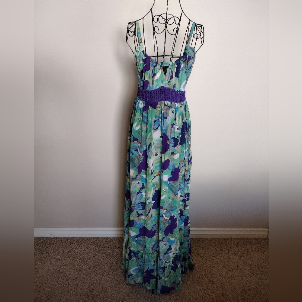 Guess by Marciano vintage silk floral maxi Summer dress size M - Picture 2 of 12